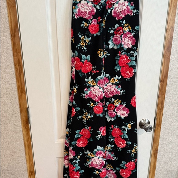 B Darlin Black Maxi Skirt with Red and Pink Floral Design - Picture 3 of 4